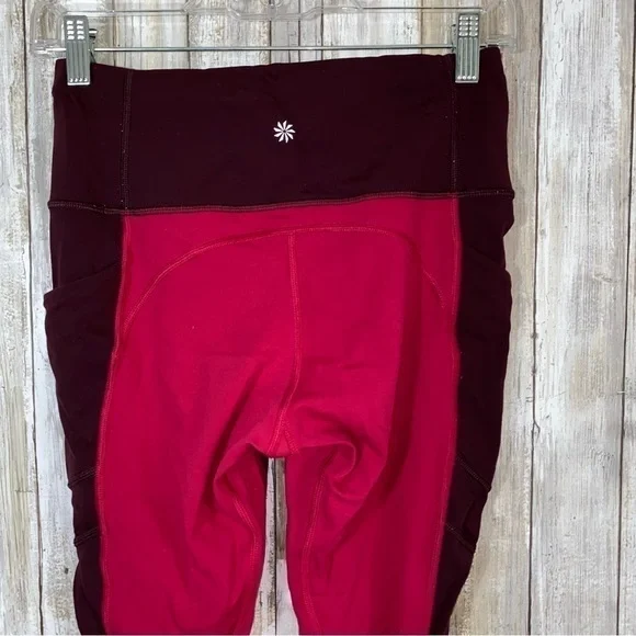 Athleta Maroon & Red High Rise 3/4 Length Leggings - Picture 5 of 6